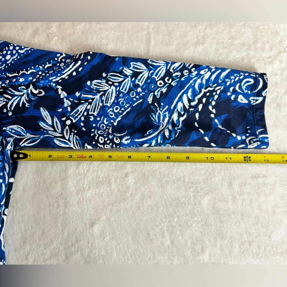 Talbots Women’s Leaf & Paisley Blue White Midi Dress 3/4 Length Sleeves Size S - Picture 7 of 10
